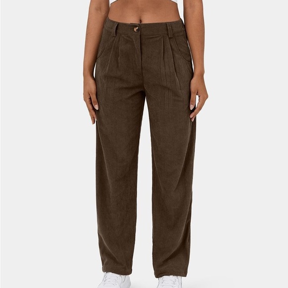 Mid Rise Button Zipper Side Pocket Corduroy Casual Pants - Picture 4 of 9